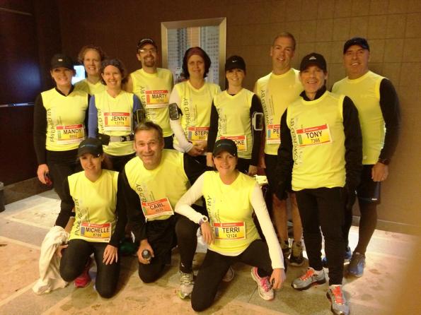  Pierre (standing back row, right side) decked out for his half marathon, just over 5 months after cancer surgery.