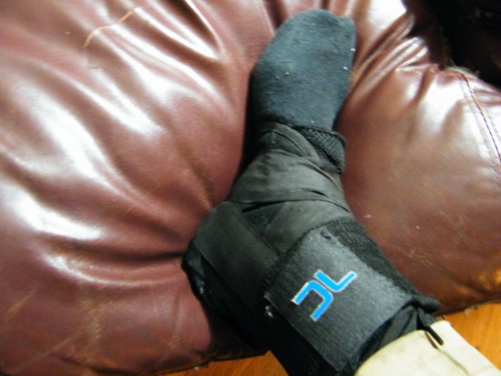 Ankle brace to keep it immobilized, so it can properly heal