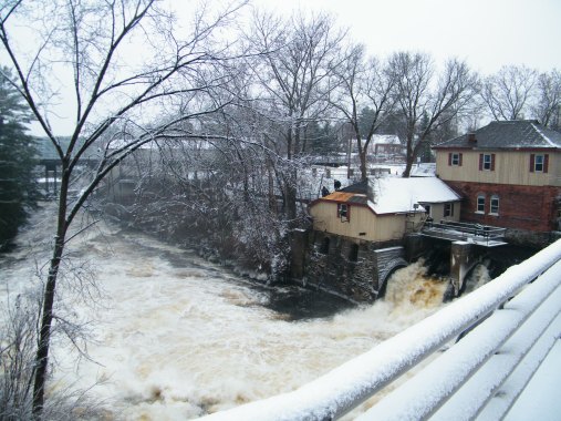 Rapids leading to a 2nd waterfall downstream.