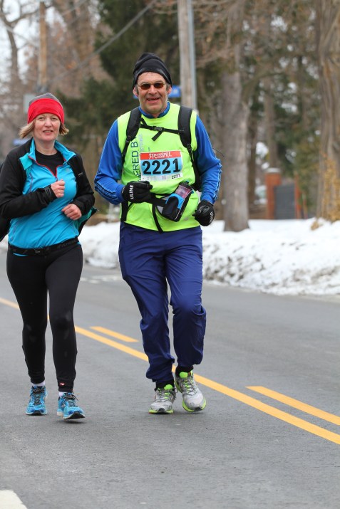 Meeting between 6and 7 kilometres from finish