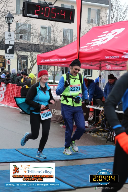 Crossing finish line together, after carrying each the distance.