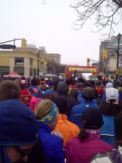 Shivering in the starting corral.