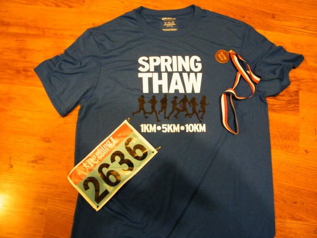 Spring Thaw t-shirt, medal and bib.