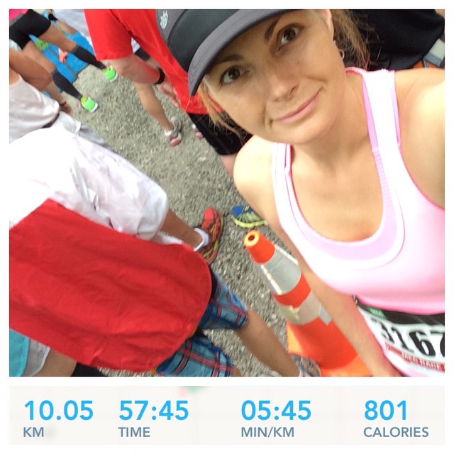 Sometimes we raced the same event, but different distances. This race was on June 27th, 2015, day #77 of Caron's Runstreak.