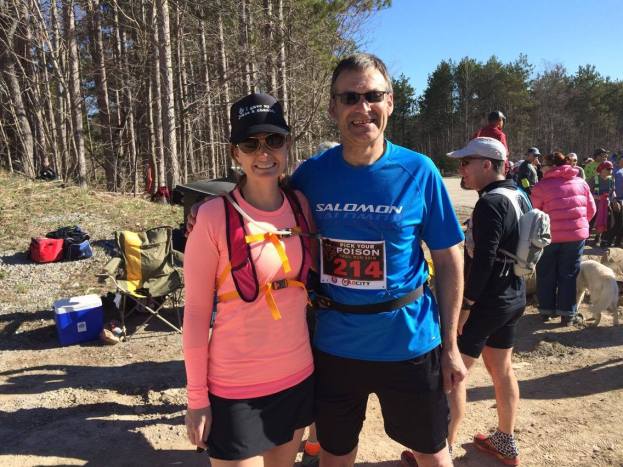 Picture taken before my 25k race, and Caron's 50k race! :)