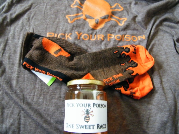 I cherish these "Pick Your Poison" socks so much, after declining them twice, to receive them at the end of the 50k was AMAZING! :)