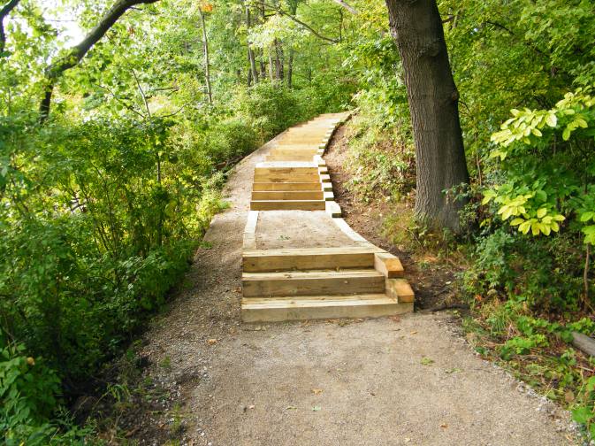 One hill close to the lake had stairs.