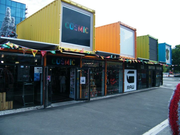 The Restart Mall is built from shipping containers and was built as quickly as possible to get people back to the central core.