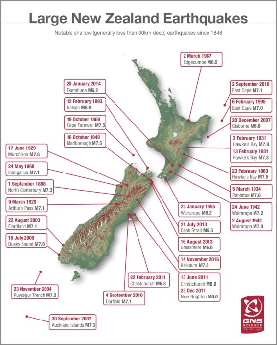 Where the largest earthquakes in New Zealand occured since 1848. This includes the most recent one last November which involved my daughter. Image Source