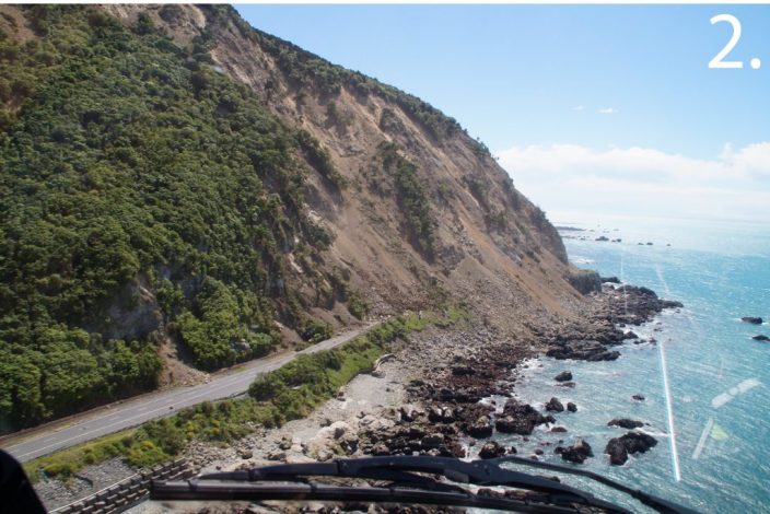 Another one of the landslides that covered New Zealand State Highway #1. Image source.